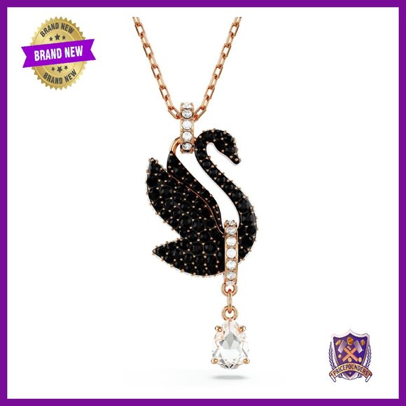 Rose Gold Crystal Swan Pendant Necklace with Lobster Clasp